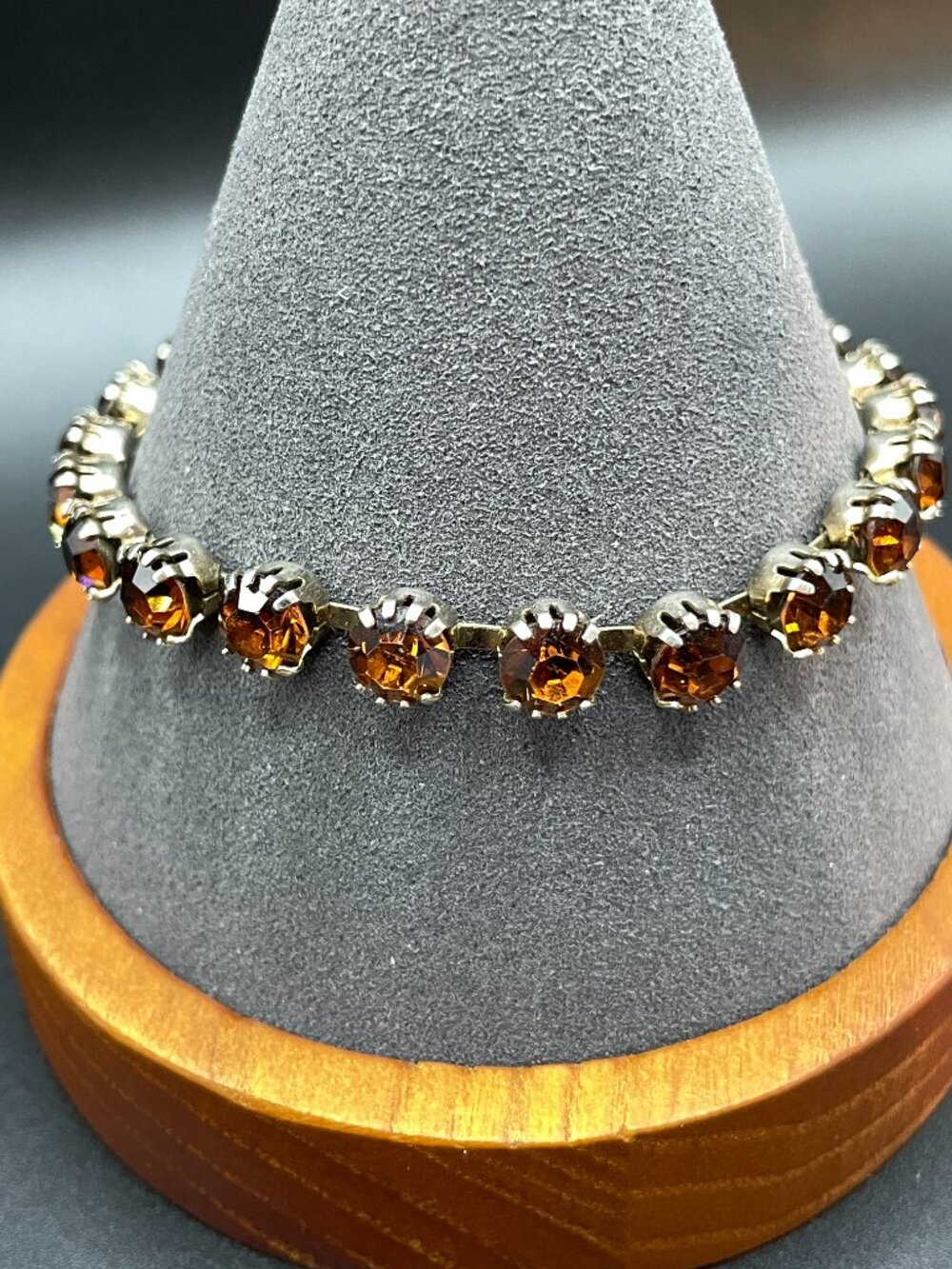 Vintage Amber Color Faceted Crystal Line Bracelet